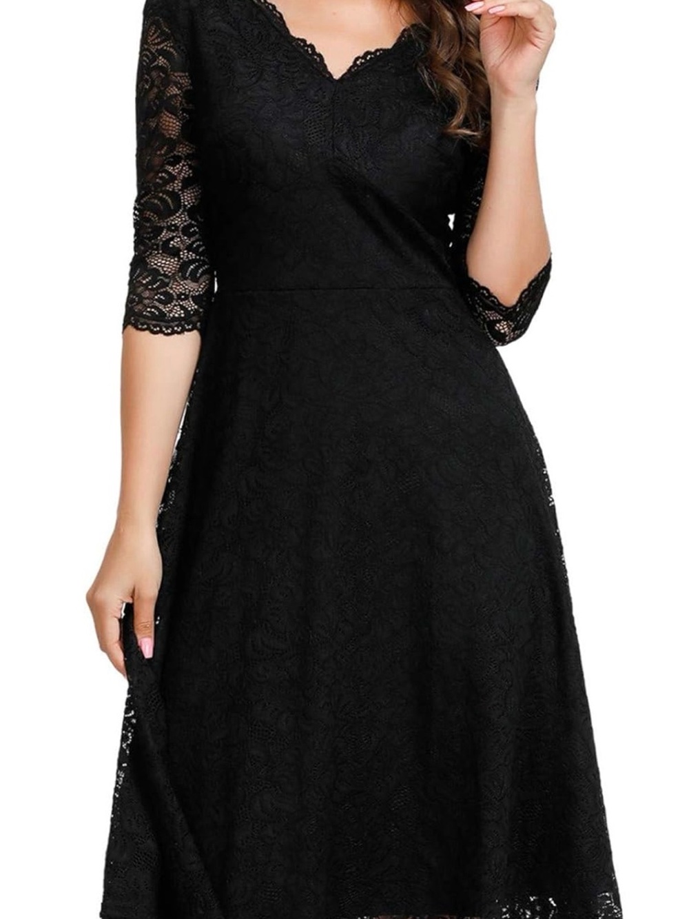 NWOT Women Cocktail Black Lace Dress Wedding Guest Dress Black L